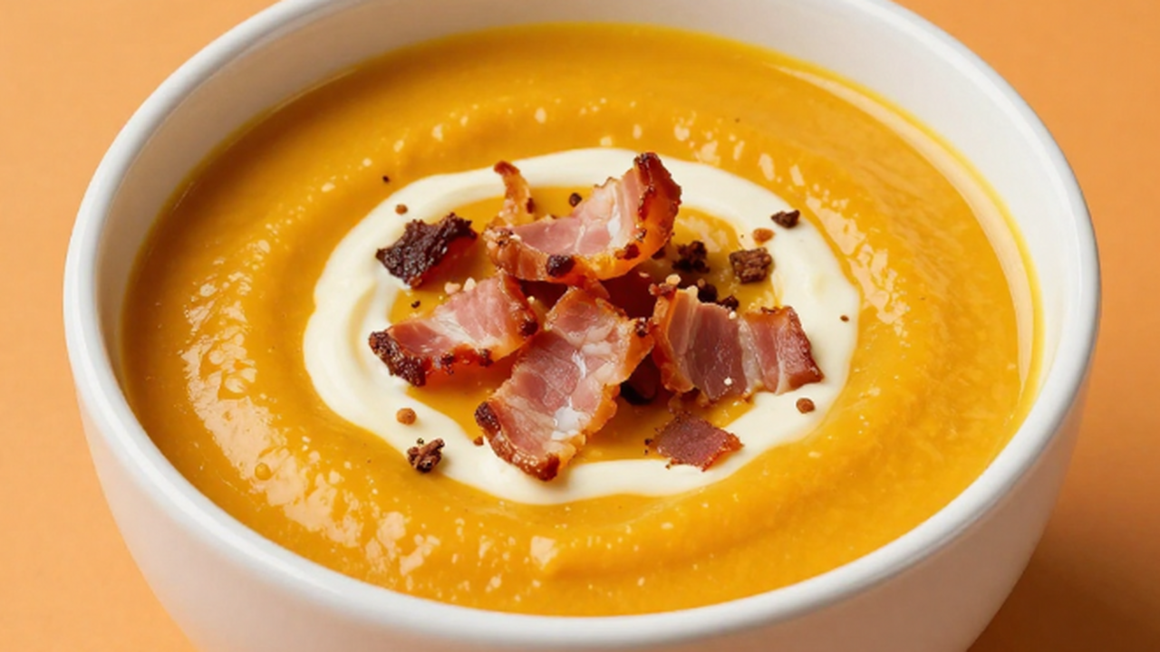 Пряный крем-суп из тыквы с ароматом бекона — эт...
